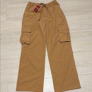 Tan Relaxed Cargo Jumpsuit with Elastic Waist